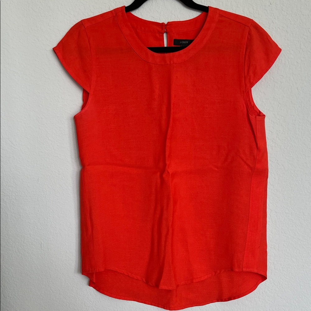 J. Crew Red Capped Sleeve Top